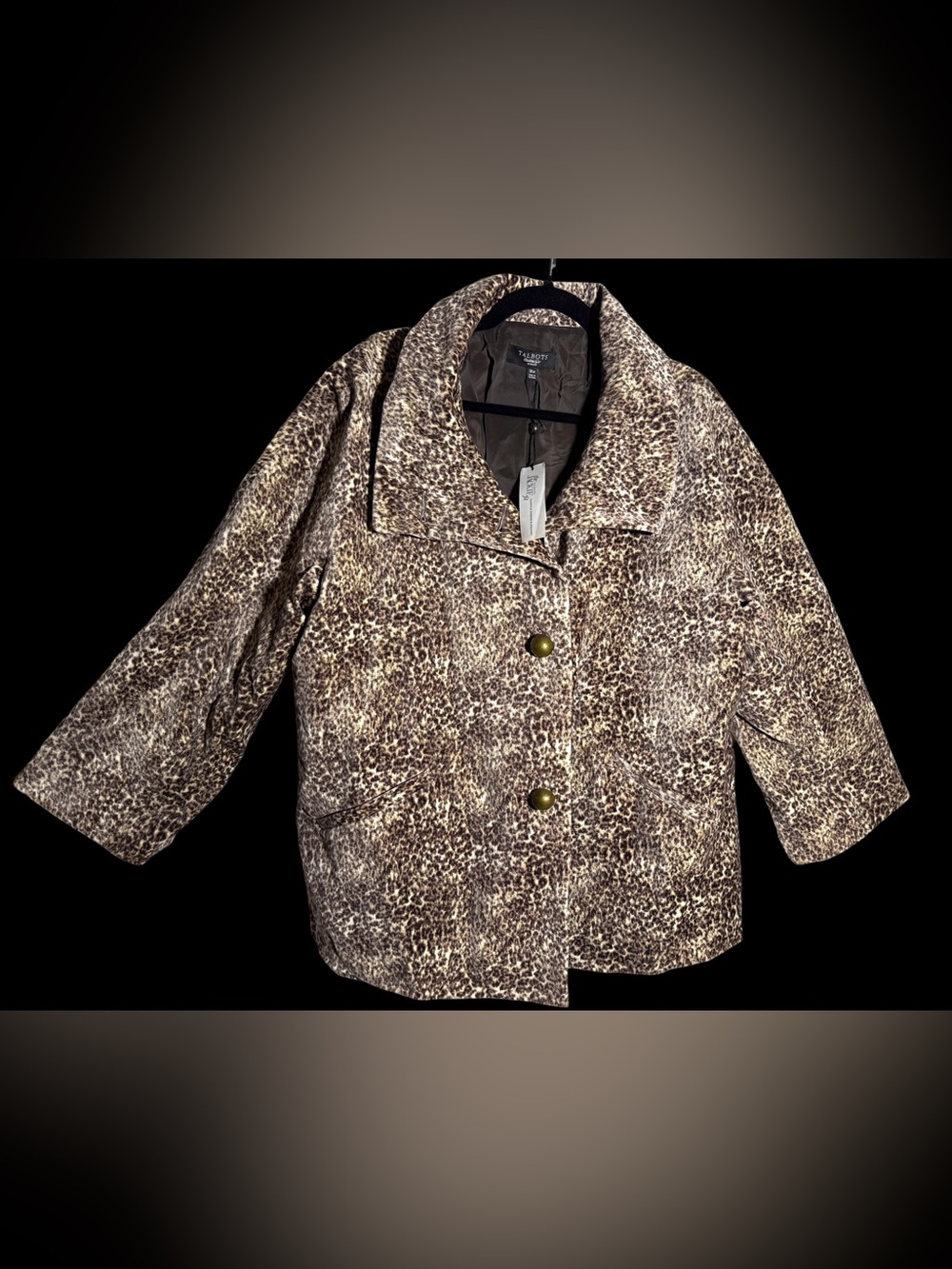Talbots Leopard Print Pea Coat in Brown and Cream